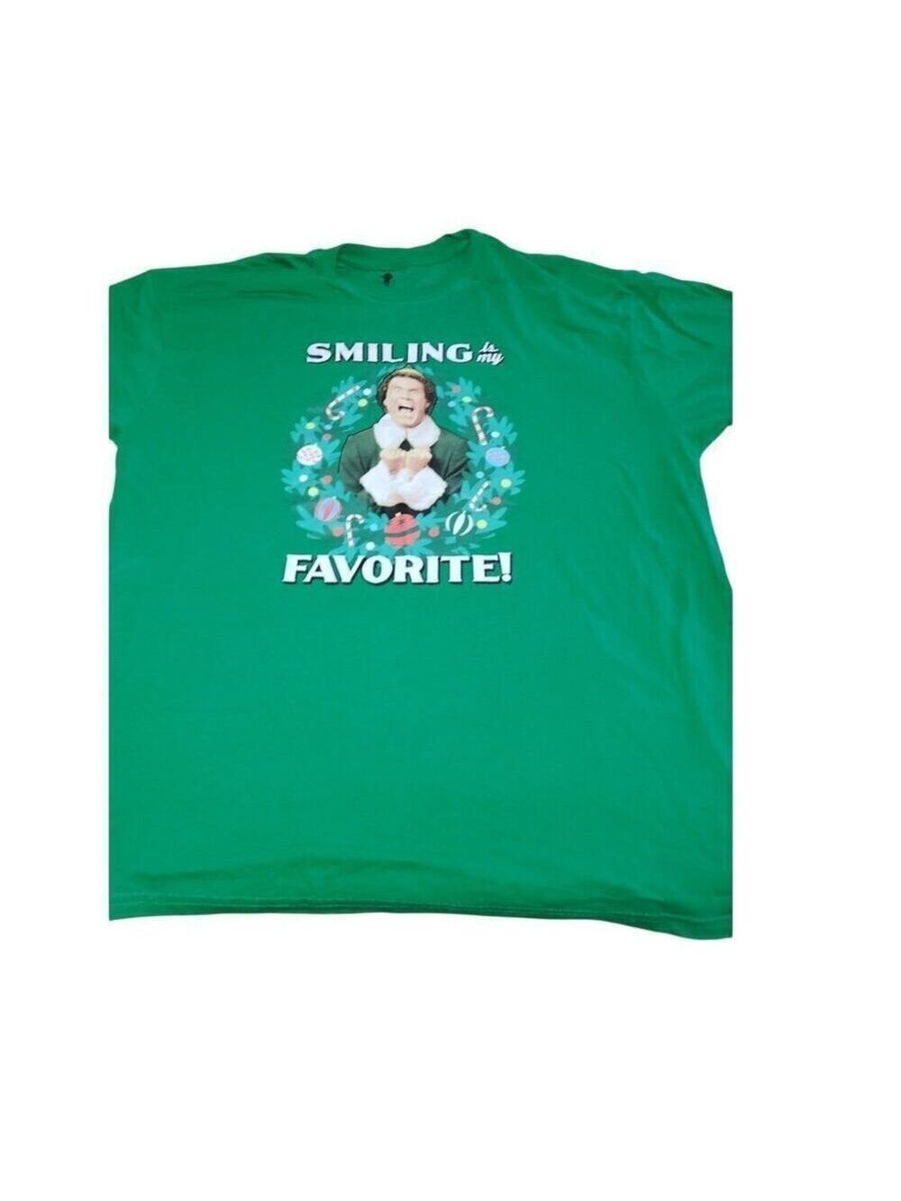 Buddy the Elf Smiling is my Favorite Green Christmas Tshirt XL Unisex